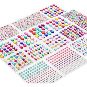 Gem Sticker 1852Pcs Self Adhesive Jewel for Crafts,16 Sheets Bling Rhinestone Stickers, Jewels Sticker for Makeup/DIY/Nail/Phone Decoration