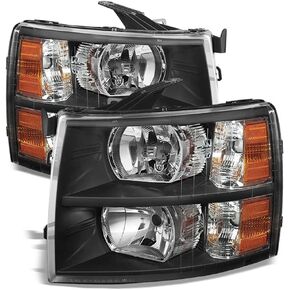 ACANII - For 2007-2013 Chevy Silverado 1500 2500 3500 Black Housing Headlights Headlamps Replacement Driver + Passenger