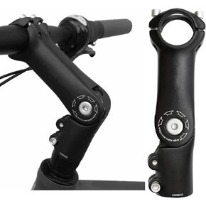 28.6mm x 31.8mm Bicycle Riser Extension Adjustable Handlebar Stem 90mm/ 110mm 0-90 Degree Adjustable Bicycle Stems Short Handlebar Stem for E Bike Bicycle
