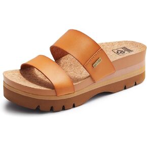 Women's Higher Platform Sandals Arch Support Beach Slides for Woman Orthotic Summer Causal Cork Footbed Slip on Cushion Cute 2 Strap Flatform 2.2IN sandalias de mujer
