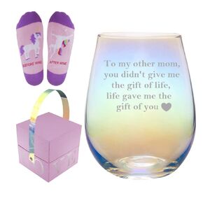 Mothers Day Gifts for Bonus Mom, To My Other Mom, Life Gave Me the Gift of You Rainbow Wine Glass, Mothers Day Gifts for Bonus Mom in Kuwait