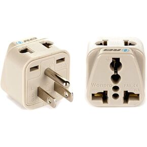 OREI USA, Japan, Philippines & More (Type B) Travel Adapter Plug - 2 in 1 - CE Certified - RoHS Compliant - 2 Pack - White Color (DB-5-2PK)