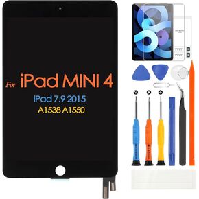 Screen Replacement for iPad Mini 4 Mini4 2015 A1538 A1550 7.9" LCD Display Touch Screen Digitizer Full Assembly with Repair Tools & Screen Protector (Black)