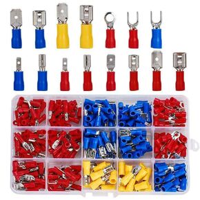 Insulated Wire Electrical Connectors Assortment - Butt, Ring, Spade, Quick Disconnect - Crimp Marine Automotive Cable Terminals (373)