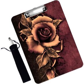 Plastic Clipboard and Pen Bag Combination, Standard A4 Letter Size Clipboard, Suitable for Students, Teachers, Offices, Home Decoration Clipboard, Cute Custom Patterns, Sunflowers at Dusk