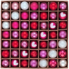Decorbyhannah 49ct Mothers Day Tree Ornaments Decorations, Pink and Red Mothers Day Ornaments for Small Tree, Shatterproof Happy Mothers Day Party Favors for Mom