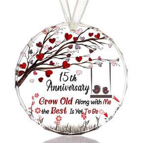 3.5" Glass Colorful Hanging Ornaments for 10 Years Wedding Anniversary, 10th Wedding Anniversary Romantic Gifts for Couples Wife Husband