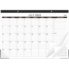 2024-2025 Desk Calendar - 18 Months Desk Calendar 2024-2025, July 2024 - December 2025, 17" x 12", Large Ruled Blocks, Desk/wall Calendar with Tear Off Design, 2 Corner Protectors & 2 Hanging Hooks