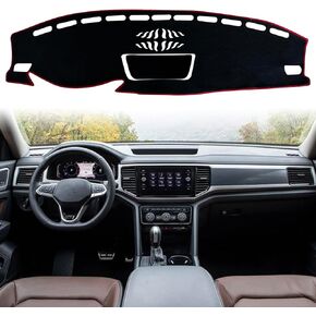 Dash Mat Cover Interior Dashboard Protection pad Compatible with Volkswagen Atlas SUV S SE SEL and SEL Premium 2018-2023 Sunshade Glare UV Rays Protector (Black Trim)