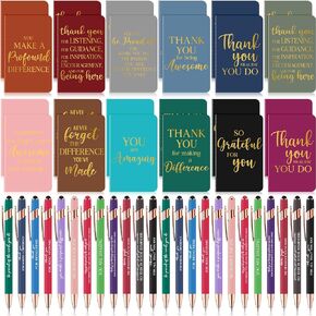 Ragnhild 48 Pcs Thank You Gifts Bulk Motivational Pens Inspirational Notepads, Mini Motivational Notebooks Gifts for Employee Teacher Staff Volunteer Coworker