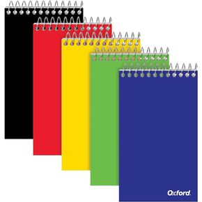 Oxford Spiral Memo Pads, Top Wire Bound, 3 x 5 Inch Pocket Notepad, College Ruled, Assorted Primary Colors, 75 Sheets, 5 Pack (25091)