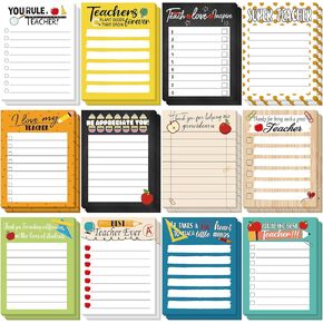 Teacher Notepad Sets Lined Notepads Teacher to Do List Memo Notepads for Teacher Appreciation Present Colored Cute Sticky Paper Notes Organizer Supplies(48 Pcs)