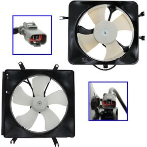 TRQ Radiator & A/C Condenser Cooling Fan Assembly Pair Set Compatible with 1994-2001 Acura Integra