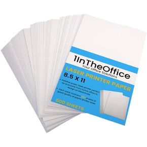 1InTheOffice، ورق طابعة ليزر، ورق ليزر 8.5 × 11، ورق طابعة ليزر 24 رطل، أبيض، 500 حزمة.
