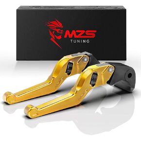 MZS Gold Motorcycle Brake Clutch Levers Short Wheel Adjustable CNC Compatible with EX650 ER6F 17-23 | Z900 17-23 | Z650 Z650RS 17-23 | KLE 650 15-21 | KLZ 1000 15-19 | Vulcan S 650/Cafe 15-23