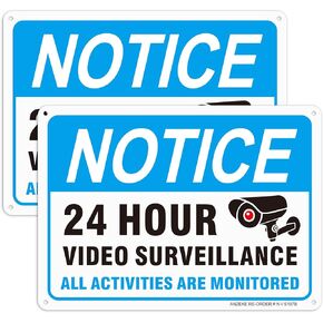 2 Pack Video Surveillance Sign, All Activities Are Monitored, Security Camera Warning Sign For Outdoor Property Home, 10 x 7 Inches Rust Free .040 Aluminum, Reflective, Weatherproof and Fade Resistant