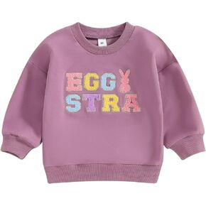 FYBITBO Easter Outfits For Toddlers Baby Girls Bunny Sweatshirt Long Sleeve Shirts Pullover Top Kids Matching Easter Clothes