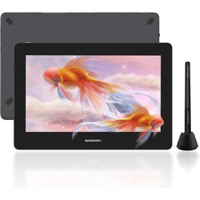تابلت رسم مع شاشة GAOMON PD1610 مقاس 16 بوصة 2.5K QHD مصفح بالكامل مضاد للوهج مع قلم رسم 120% sRGB مع 8 مفاتيح تعمل باللمس وحامل قابل للتعديل لنظام التشغيل Windows وmacOS وAndroid