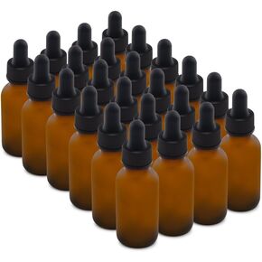 The Bottle Depot - 72 عبوة - زجاجة زجاجية سعة 1 أونصة مع قطارة - أسود بلوري - لمسة نهائية للرقبة 20-400 - زجاجات بوسطن المستديرة - حماية من الأشعة فوق البنفسجية in Kuwait