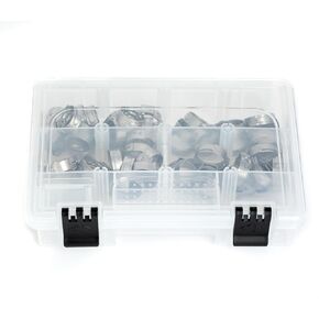 Oetiker Stepless OET162210-50PCK Clamp Assortment Case, Ear Clamps, Single Ear Hose Clamps Without Pincers, 5/8"-13/16" (Pack of 50)