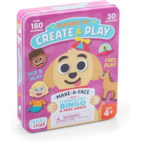 Chuckle & Roar - Magnetic Create & Play - Dress Up Play - On The Go Fun - Tin for Storage - Ages 4 and Up