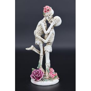 Skull Statue for Home Decor, Flowers with Skull Head Resin Sculptures, Creepy Gifts for Women, Halloween Party Decorations, Vintage Figurines for Living Room Décor…
