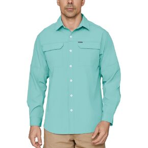 PIQIDIG Men's Long Sleeve Sun Protection Shirts UPF 50+ Quick Dry Button Down Shirts Hiking Fishing Camping Travel Work