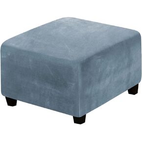 Square Ottoman Slipcover Stretch Velvet Folding Storage Stool Furniture Protector Stretch Ottoman Cover with Elastic Bottom Machine Washable (Burgundy)