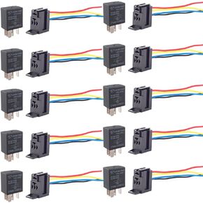 ESUPPORT سيارة الثقيلة التتابع التبديل 12 فولت 30A SPST 4Pin سلك المقبس التوصيل تسخير مقاوم للماء السيارات الكهربائية حزمة من 10 in Kuwait