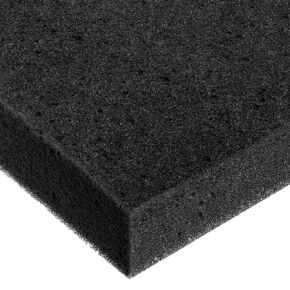 Polyurethane Foam Sheet, Black, 2 lbs/cu. ft., 3/4 in Thick x 12 in Wide x 12 in Long