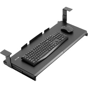 VIVO Large Height Adjustable Under Desk Keyboard Tray, 27 x 11 inch Slide-Out Platform Computer Drawer for Typing, Black, MOUNT-KB27HB