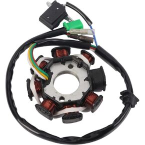 Magneto Ignition Stator 5 wire DC 8 Pole Fits for GY6 49cc 50cc 80cc 100cc 125cc 150cc to 180cc Scooter Moped ATV Go Kart Sunl Roketa Buggy Dune