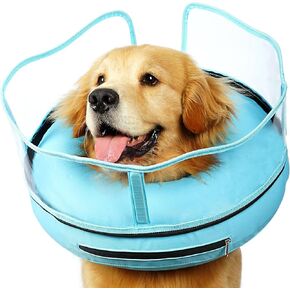 طوق مخروطي للكلاب من باركليس، طوق على شكل كعكة دونات للكلاب بعد الجراحة لوقف اللعق، مخروط كلب قابل للنفخ مع درع قوي للكلاب المتوسطة الكبيرة، بدائل مخروطية من العار لا تحجب الرؤية in Kuwait