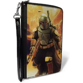 Buckle-Down PU Zip Around Wallet Rectangle Star Wars The Book of Boba Fett Vivid Action Pose
