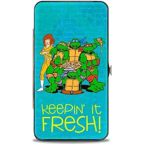 Nickelodeon unisex adults Buckle-down Hinge - Classic Tmnt April & Group/Keepin' It Fresh + Logo Blues Wallet, Ninja Turtles, 7 x 4 US