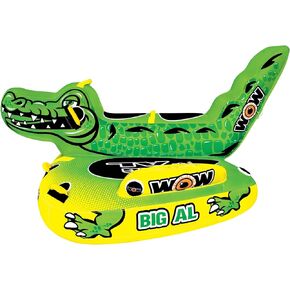 WOW Sports – Big Al Towable Tube for Boating – 1-4 Person 680 lbs Capacity – Alligator Inflatable Boat Tube for Lake Sports – Heavy Duty Nylon Cover – Youth & Adults