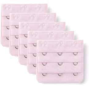 Allegra K 3 Hook 3 Row Underwear Bra Strap Extension Buckle Hooks 5 Pcs for Women Light Pink One Size