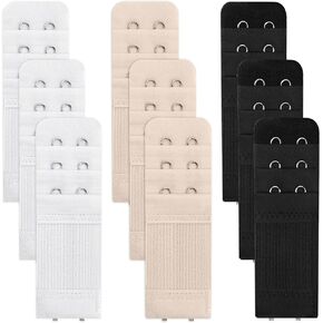 9 Pcs Bra Extender 2 Hook 3 Row, Women's Soft Comfortable Elastic Bra Strap Extender, Lady's Bra Extenders 2 Hooks