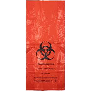 200 Bags - Hazardous Waste Chute Red Color Bag 10" x 4" x 24" for Compounding Pharmacy Powder Containment Hoods