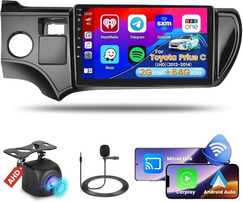Roinvou 2+64G Android 13 CarPlay Stereo for 2012-2014 Toyota Prius C Radio(LHD), Wireless CarPlay Radio with Android Auto, 9'' Touch Screen in-Dash GPS Navigation Support Mirror Link BT HiFi WiFi SWC in Saudi Arabia