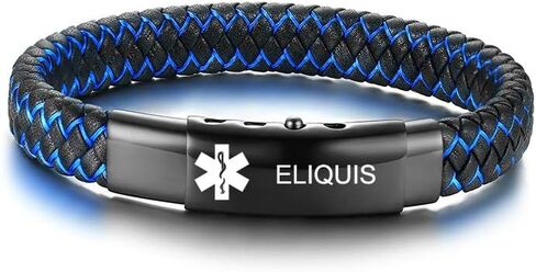 XUANPAI Personalized Medical Alert Bracelets for Men, Blue Leather Braided Bracelet Custom Emergency Medical Bracelet Adjustable Bangle for Men Women in Saudi Arabia