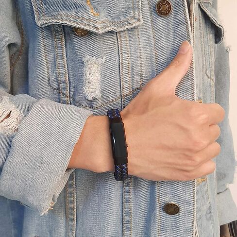XUANPAI Personalized Medical Alert Bracelets for Men, Blue Leather Braided Bracelet Custom Emergency Medical Bracelet Adjustable Bangle for Men Women in Saudi Arabia