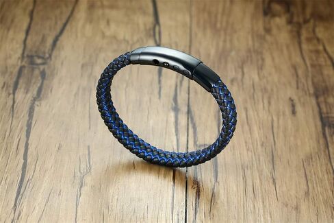 XUANPAI Personalized Medical Alert Bracelets for Men, Blue Leather Braided Bracelet Custom Emergency Medical Bracelet Adjustable Bangle for Men Women in Saudi Arabia