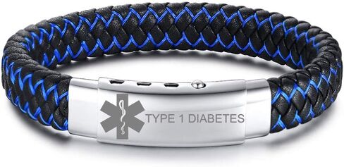 XUANPAI أساور تنبيه طبية شخصية للرجال، سوار مضفر من الجلد الأزرق مخصص لحالات الطوارئ الطبية سوار قابل للتعديل للرجال والنساء in Kuwait