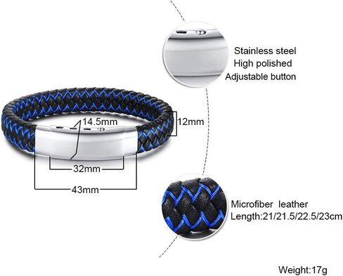 XUANPAI أساور تنبيه طبية شخصية للرجال، سوار مضفر من الجلد الأزرق مخصص لحالات الطوارئ الطبية سوار قابل للتعديل للرجال والنساء in Kuwait