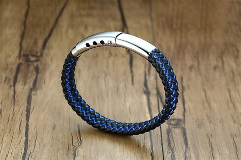 XUANPAI أساور تنبيه طبية شخصية للرجال، سوار مضفر من الجلد الأزرق مخصص لحالات الطوارئ الطبية سوار قابل للتعديل للرجال والنساء in Kuwait