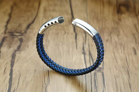 XUANPAI أساور تنبيه طبية شخصية للرجال، سوار مضفر من الجلد الأزرق مخصص لحالات الطوارئ الطبية سوار قابل للتعديل للرجال والنساء in Kuwait