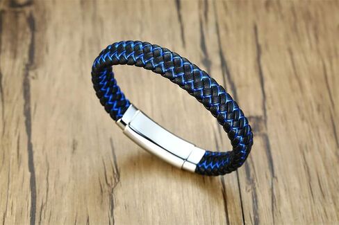 XUANPAI أساور تنبيه طبية شخصية للرجال، سوار مضفر من الجلد الأزرق مخصص لحالات الطوارئ الطبية سوار قابل للتعديل للرجال والنساء in Kuwait