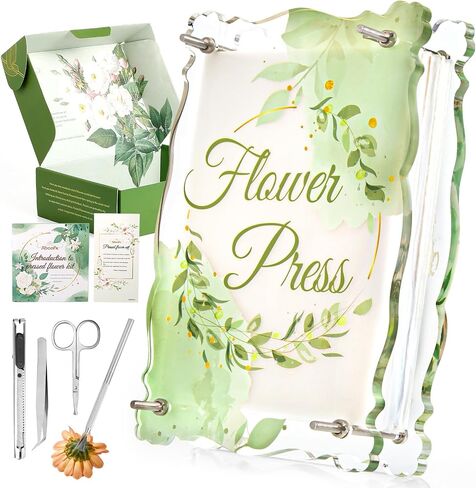 Aboofx Acrylic Flower Press Kit, 6 Layers 12" x 8" Flower Pressing Kit DIY Arts and Craft Kit for Adults Kids, DIY Pressed Flower Plant Preservation Kit for Beginner Crafts Lovers in Saudi Arabia