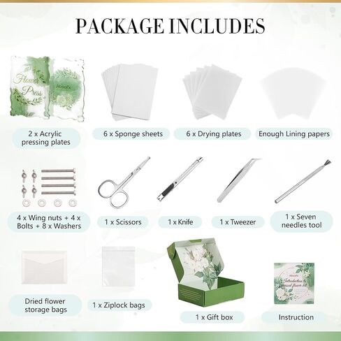 Aboofx Acrylic Flower Press Kit, 6 Layers 12" x 8" Flower Pressing Kit DIY Arts and Craft Kit for Adults Kids, DIY Pressed Flower Plant Preservation Kit for Beginner Crafts Lovers in Saudi Arabia